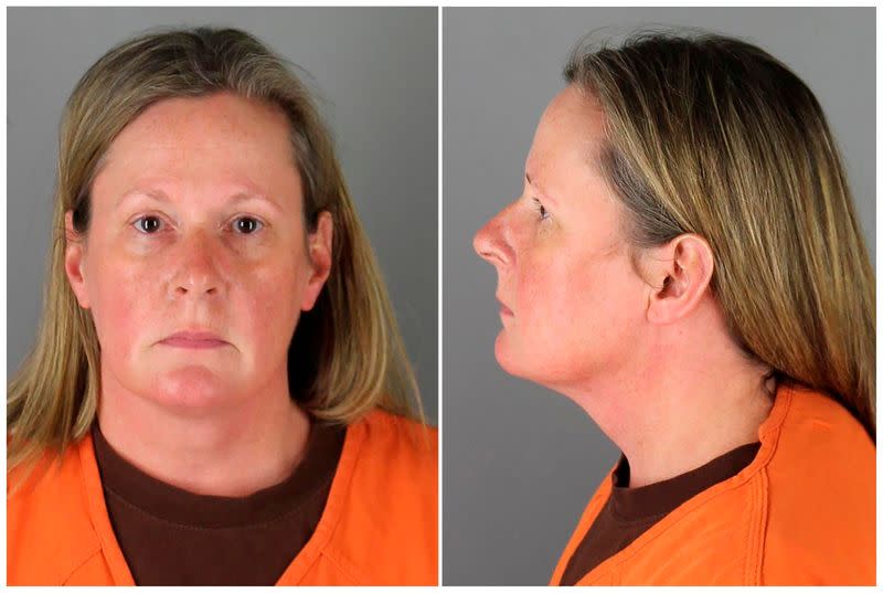 Kim Potter poses for a booking photograph at Hennepin County Jail