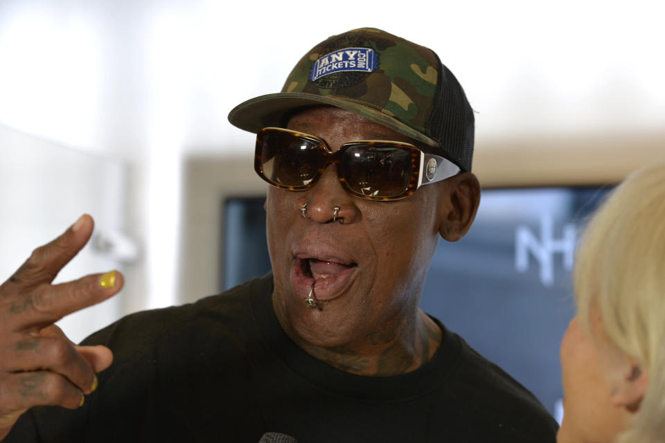 CENTURY CITY, CALIFORNIA - MARCH 10: Former NBA great Dennis Rodman attends the launch of fitness celebrity Jennifer Cohen's "Habits And Hustle" podcast at Westfield Century City on March 10, 2019 in Century City, California. (Photo by Michael Tullberg/Getty Images)