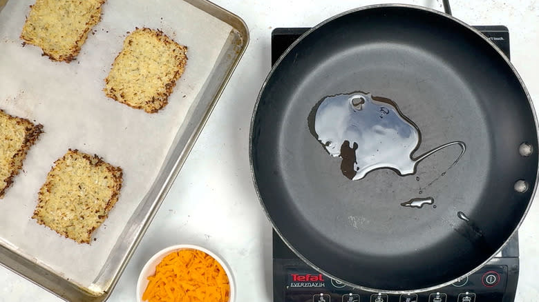 vegetable oil in frying pan