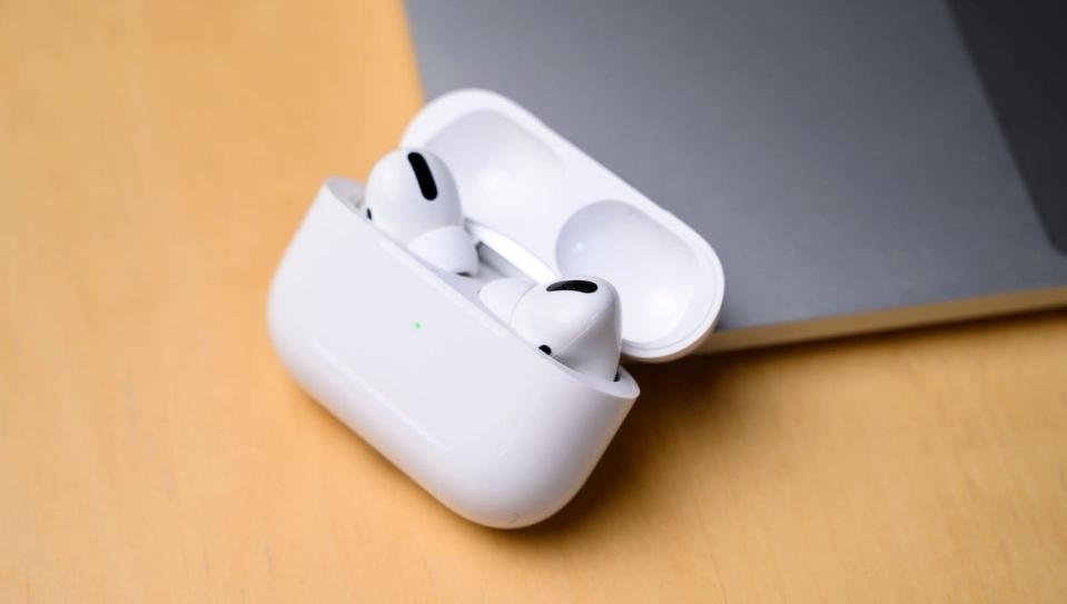 One of the best Cyber Week 2020 deals at Staples are on these Apple AirPods Pros.