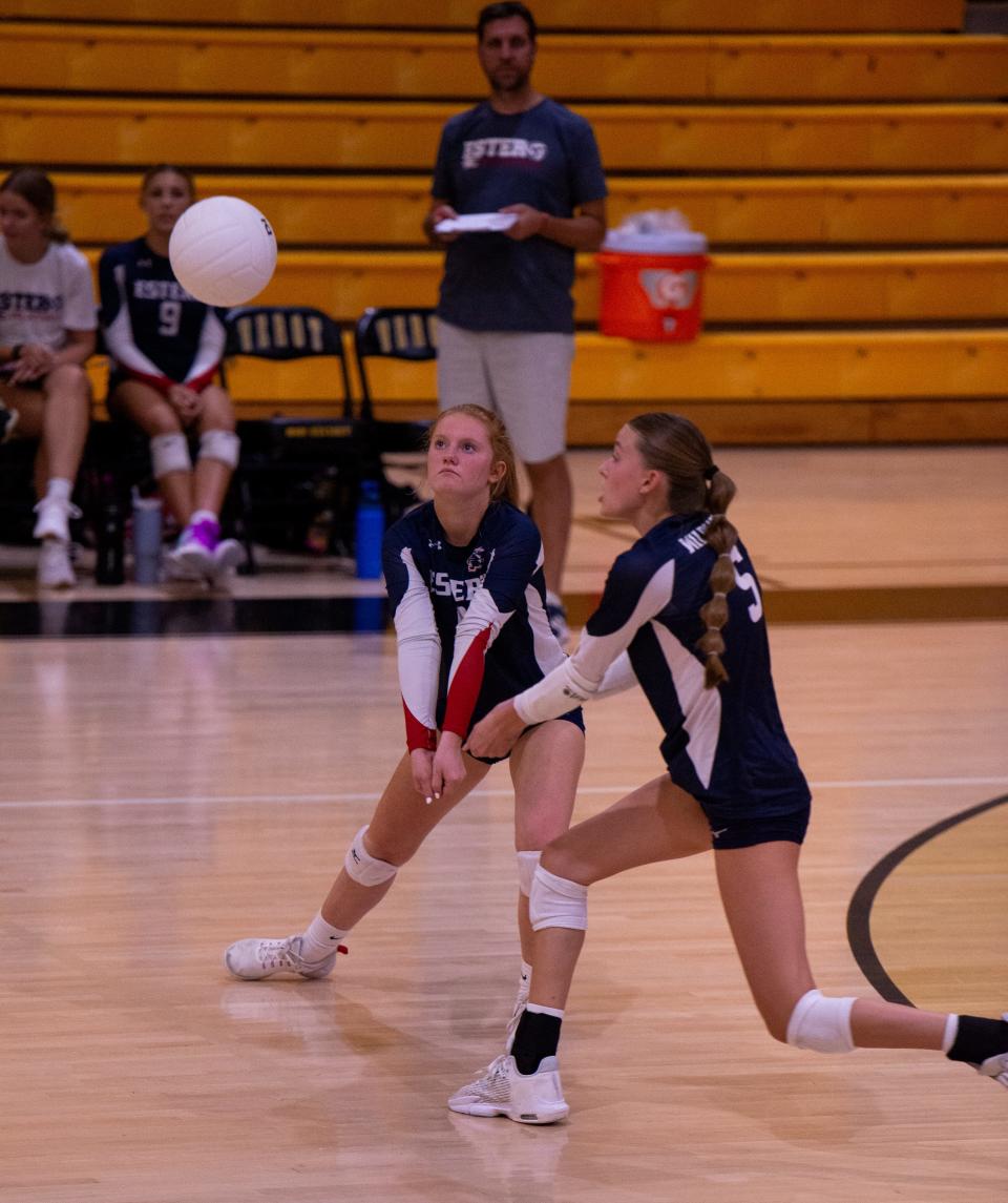 Bishop Verot hosted Estero in volleyball match on Tuesday, Sept. 5. The Vikings won in three close sets on what was billed at Neon Night.
