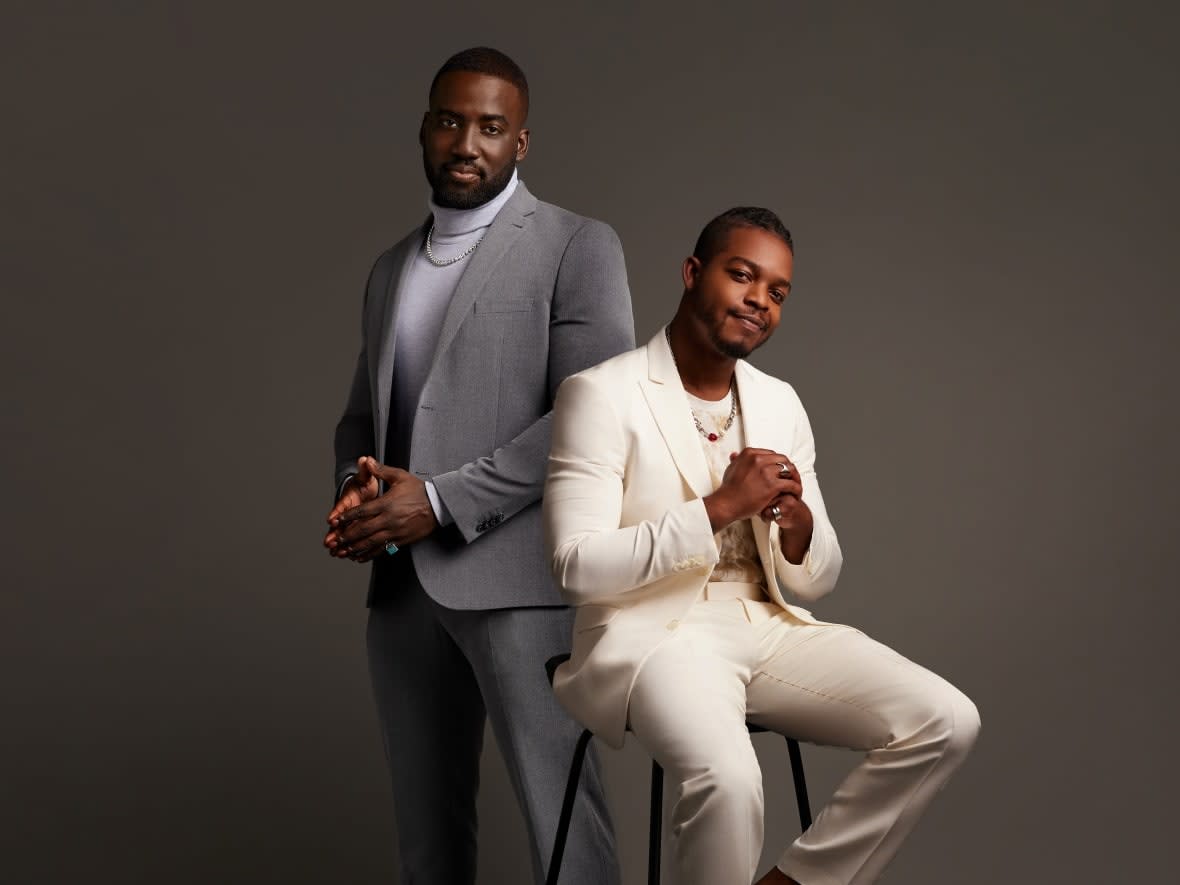 The Legacy Awards co-hosts are Shamier Anderson (left) and Stephan James. The Scarborough, Ont.-born actors and siblings hope that, in creating the infrastructure to support and uplift Black talent, they can break barriers in Canada's entertainment industries.  (CBC - image credit)