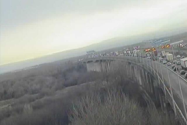 Huge delays on Thelwall Viaduct after rush hour crash