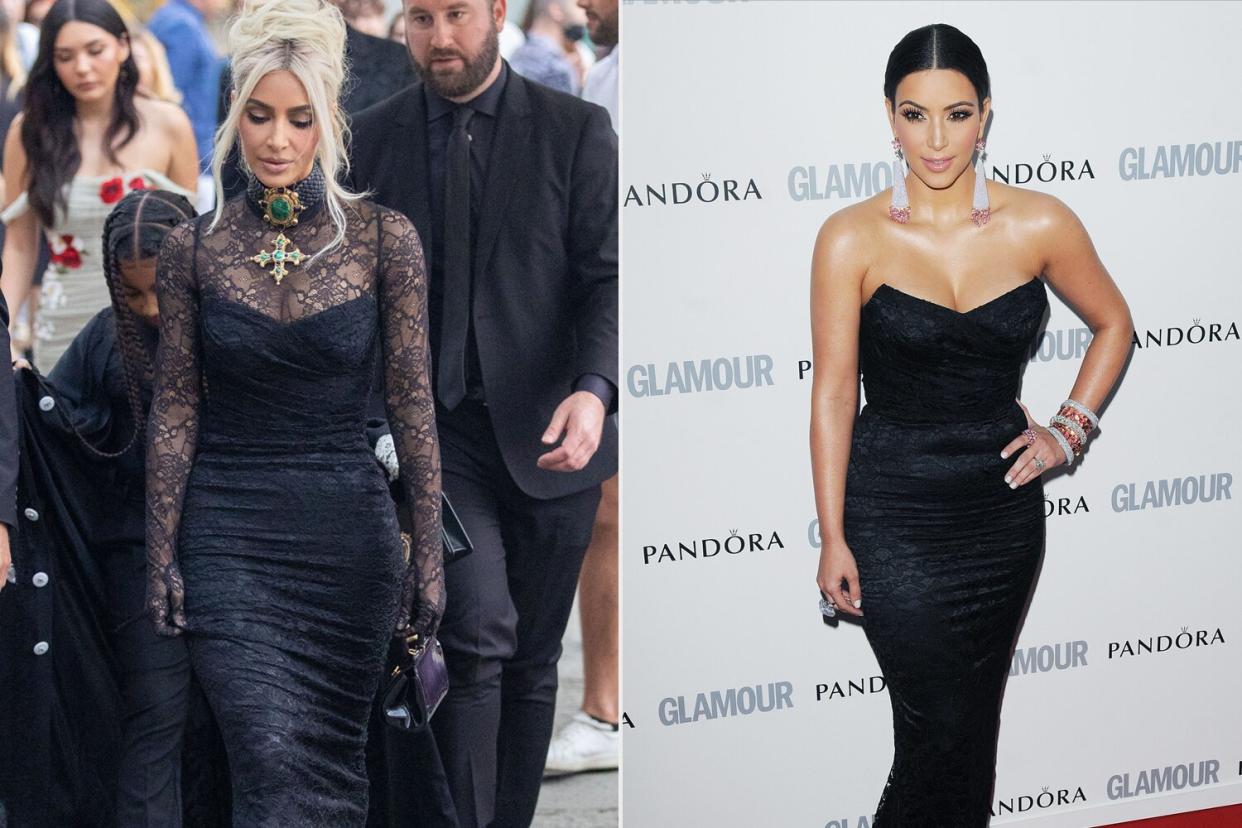 Mandatory Credit: Photo by Shutterstock (12951167i) Kim Kardashian Kim Kardashian and Kris Jenner arrive for Kourtney Kardashian and Travis Barker Wedding, Portofino, Italy - 22 May 2022; LONDON, UNITED KINGDOM - JUNE 07: Kim Kardashian attends Glamour Women Of The Year Awards at Berkeley Square Gardens on June 7, 2011 in London, England. (Photo by Stuart Wilson/Getty Images)