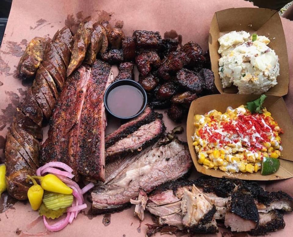 A plate of food from Dayne’s Craft Barbecue.