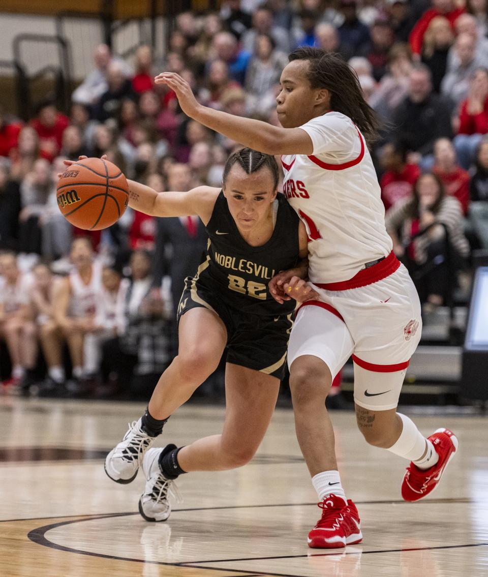 Noblesville High School guard Reagan Wilson, left, announced her commitment to Iowa State Sunday.