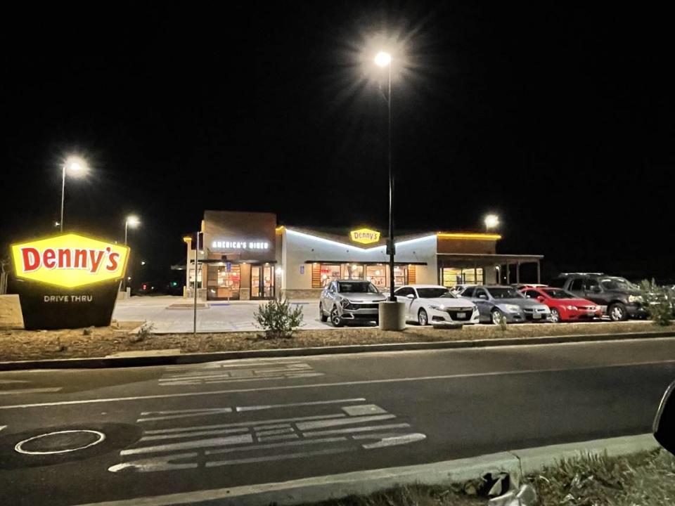 The first Denny’s with a drive-thru in California has opened. It’s in Kerman, in Fresno County.