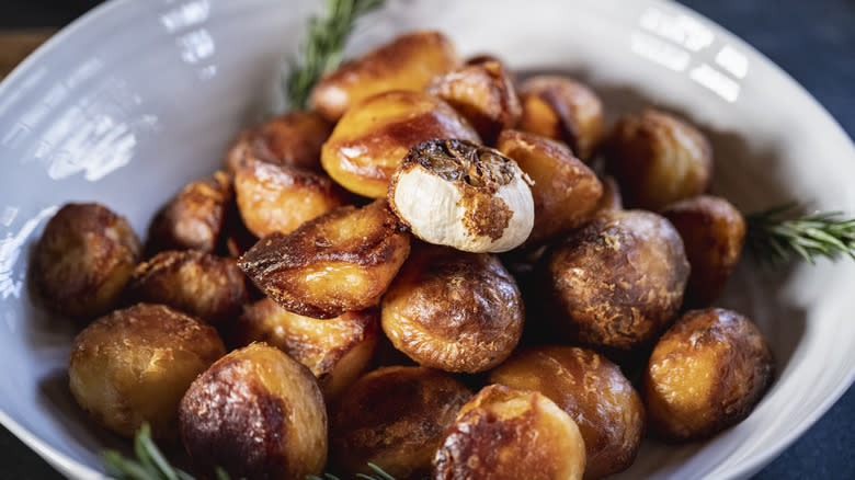 Plate of roasted potatoes