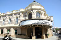 <p>The outside of the building housing the new <a rel="nofollow noopener" href="https://www.wbstudiotour.com/dc-universe-exhibit" target="_blank" data-ylk="slk:Warner Bros. Studios’ exhibit;elm:context_link;itc:0;sec:content-canvas" class="link ">Warner Bros. Studios’ exhibit </a>in Burbank. (Photo: Jacob Kramer/Yahoo Movies) </p>