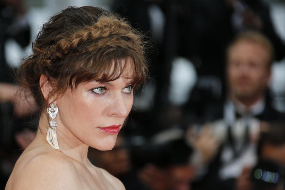 72nd Cannes Film Festival - Screening of the "Sibyl" in competition - Red Carpet Arrivals - Cannes, France, May 24, 2019. Milla Jovovich poses. REUTERS/Jean-Paul Pelissier