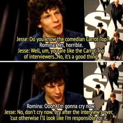In 2013, Jesse Eisenberg did an interview with Univision host Romina Puga, which she later called 
