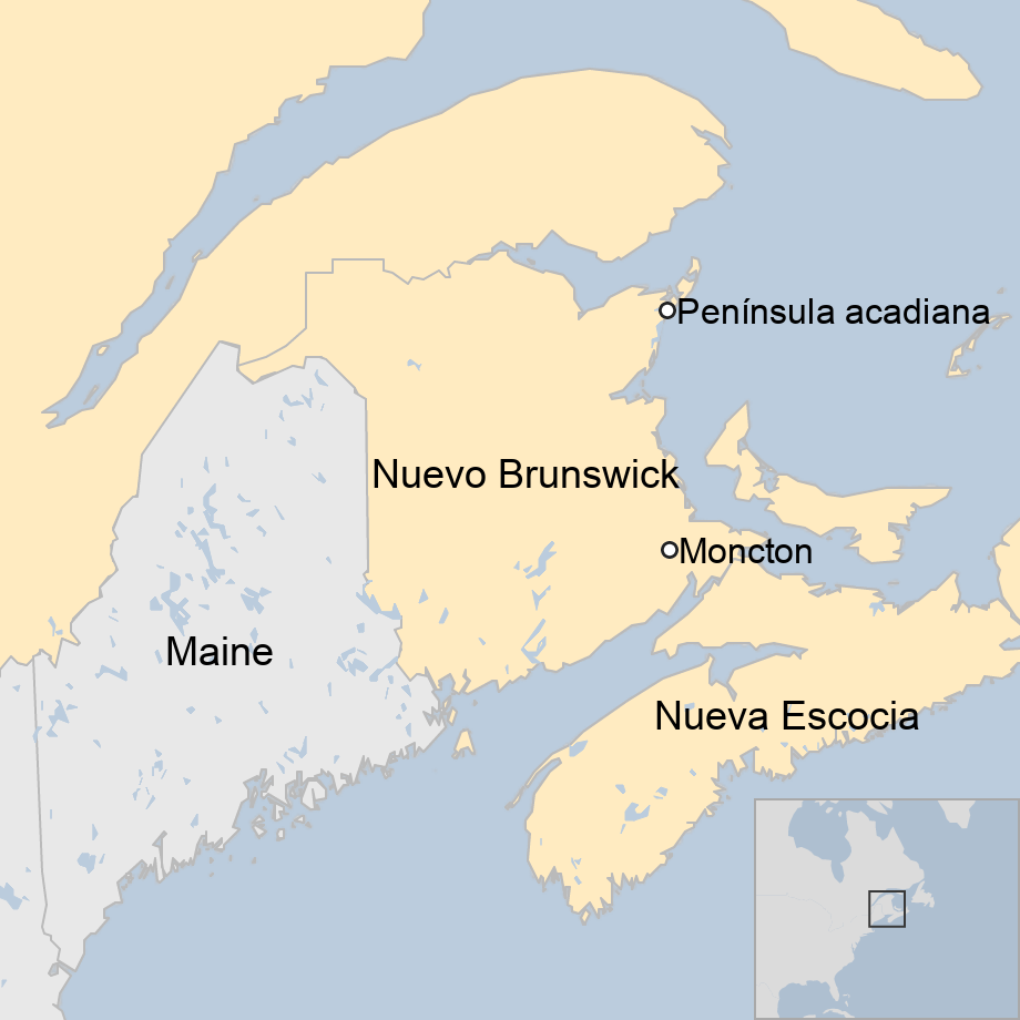 Map: Map showing New Brunswick, Canada