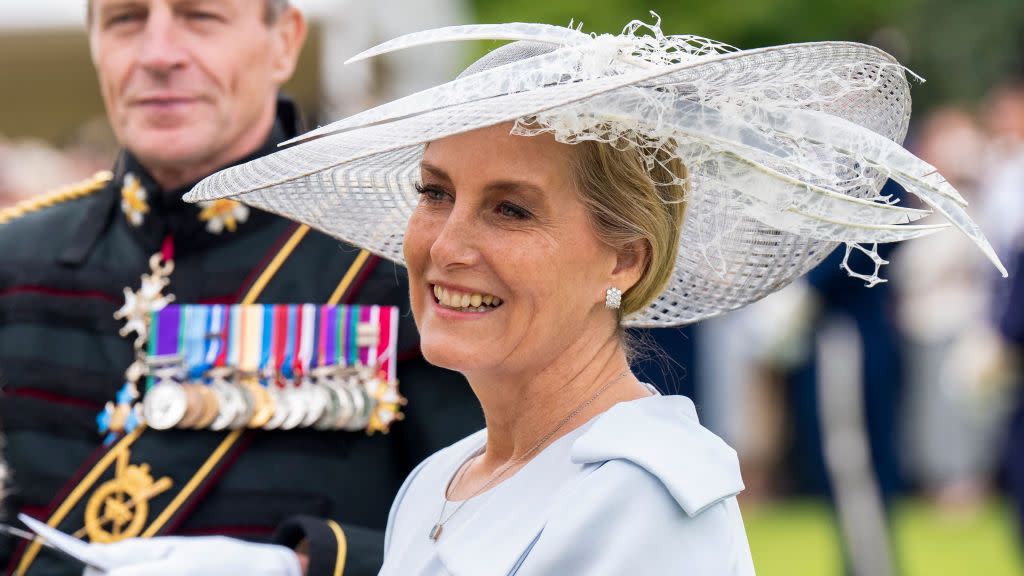 britains sophie, duchess of edinburgh meets guests during a garden party at the palace of holyroodhouse in edinburgh, on july 2, 2024 the king and queen are in scotland for royal week where they will undertake a range of engagements photo by jane barlow pool afp photo by jane barlowpoolafp via getty images