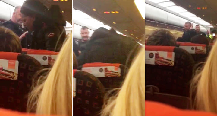 Down to earth with a bump: The girls being booted off the plane (SWNS) 