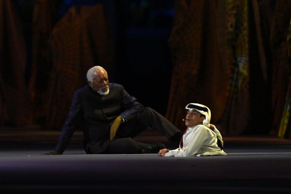 Actor Morgan Freeman told the crowds:  ‘What brings together nations also brings together communities’ (Getty Images)