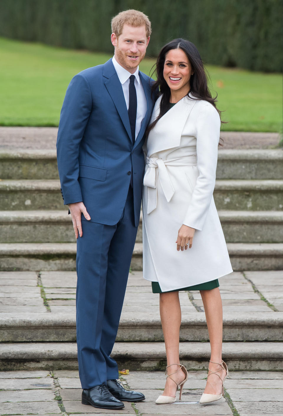 During an official photo session to announce&nbsp;their engagement on Nov. 27 in London.