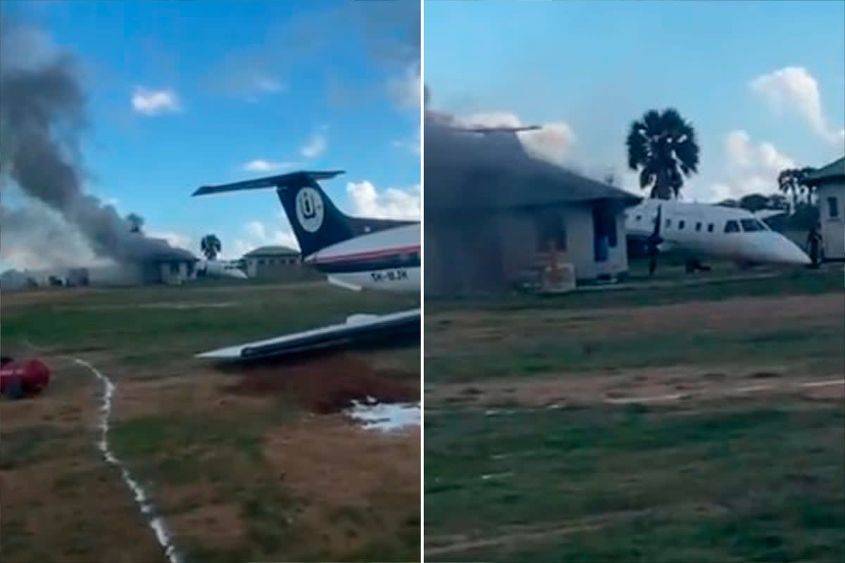 A video shared online showed the damage to the planes  (@HerbieNL/X)