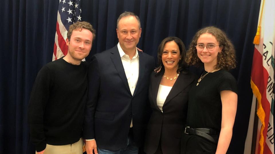 Cole Emhoff, Doug Emhoff, Kamala Harris, and Ella Emhoff