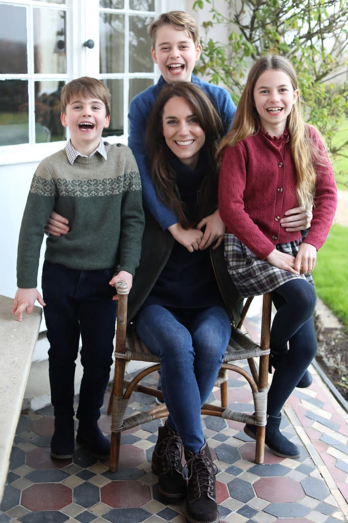 Kate, who has been quietly recovering from abdominal surgery since January, aroused internet suspicion this week after it was revealed she had doctored this image of her and her children. Prince of Wales/Kensington Palac / MEGA