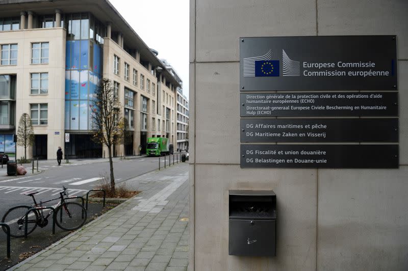 FILE PHOTO: The building of the European Commission's Directorate-General for Taxation and Customs, in Brussels