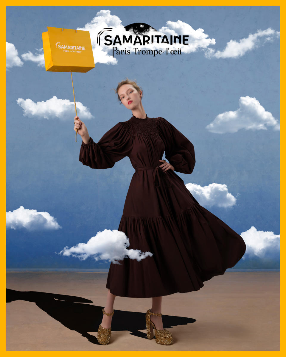 The poster for the “<a href="https://wwd.com/fashion-news/fashion-scoops/samaritaine-paris-celebrates-decade-adc-leather-industry-incubator-accessory-brands-1235609985/" rel="nofollow noopener" target="_blank" data-ylk="slk:Samaritaine Paris;elm:context_link;itc:0;sec:content-canvas" class="link ">Samaritaine Paris</a> Trompe-l’oeil” autumn exhibit.