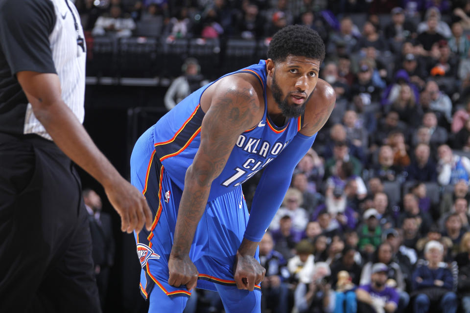 Paul George has been ice cold from the floor since the All-Star break. (Getty)