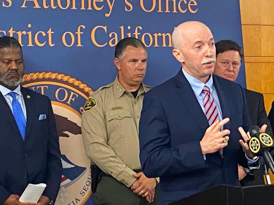 FBI agent Sean Ragan, who is head of the Sacramento Field Office, speaks Friday, May 26, 2023, at a news conference in Fresno County.