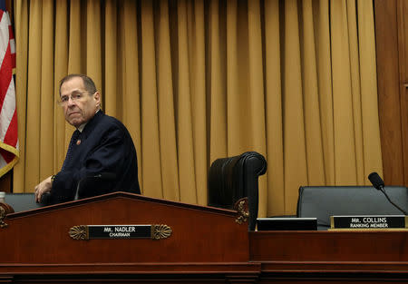 House Judiciary Committee Committee Chairman Jerry Nadler (D-NY) leaves his chair after the Judiciary Committee voted to hold U.S. Attorney General William Barr in contempt of Congress for not responding to a subpoena on Capitol Hill in Washington, U.S., May 8, 2019. REUTERS/Leah Millis