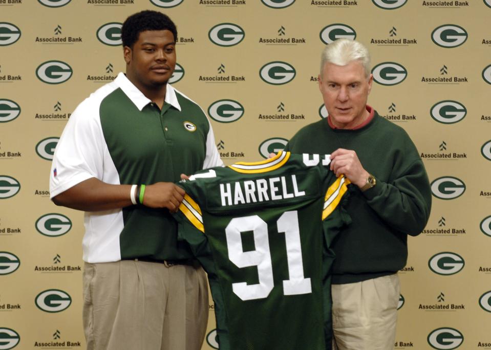 Justin Harrell (DT, Tennessee) was the Green Bay Packers' first-round draft pick and 16th overall in 2007.