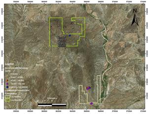 Project map showing geochemical and partial geophysical grids.