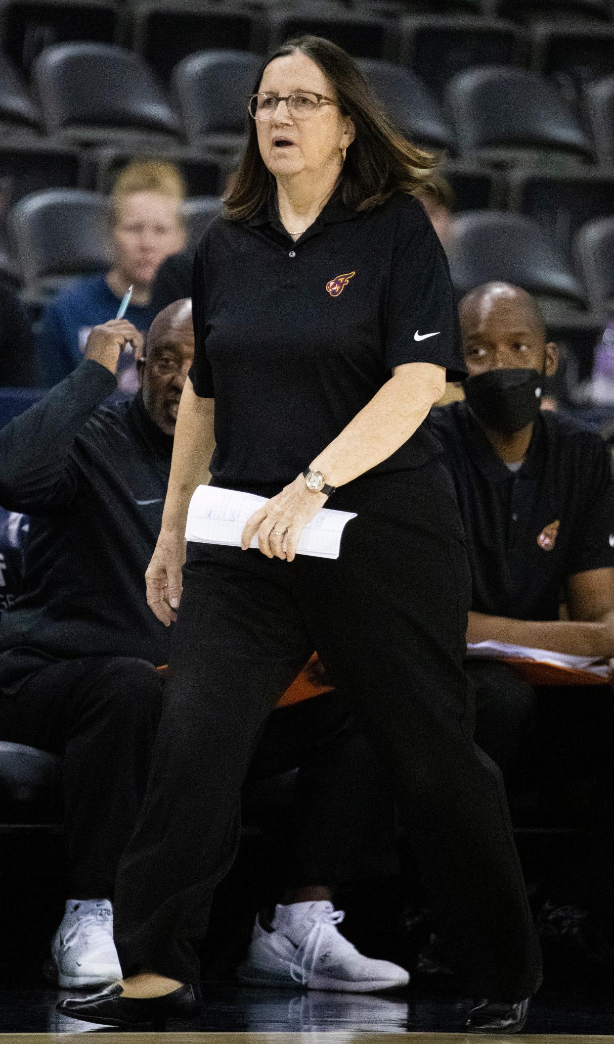 Indiana Fever Head Coach Marianne Stanley watches the game Thursday, July 1, 2021, in Indianapolis.