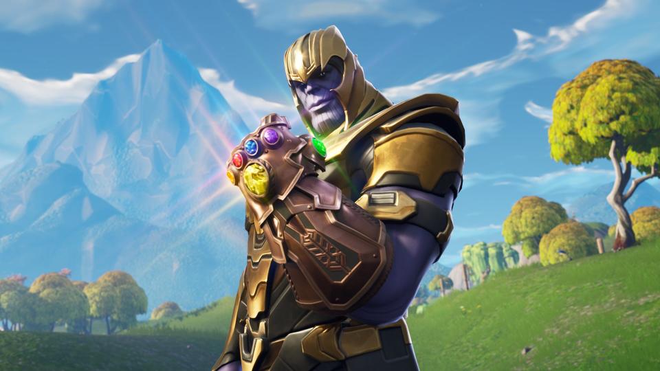 Thanos and the Infinity Gauntlet in-game (Epic Games)