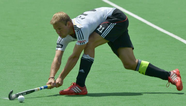 Germany's Moritz Fuerste during a men's Hockey Champions Trophy match on December 9, 2012. Fuerste, the International Hockey Federation player of the year for 2012 after helping Germany win two successive Olympic golds in Beijing and London, went to the Ranchi Rhinos for $75,000