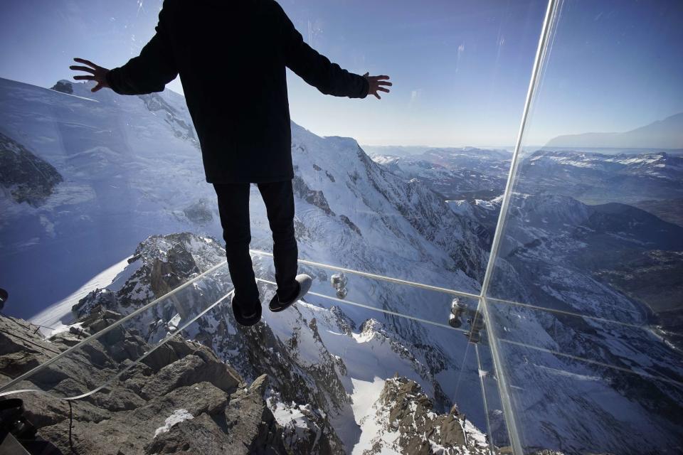 Visitors can step out from the terrace, giving them the impression of standing in the void. (Reuters)