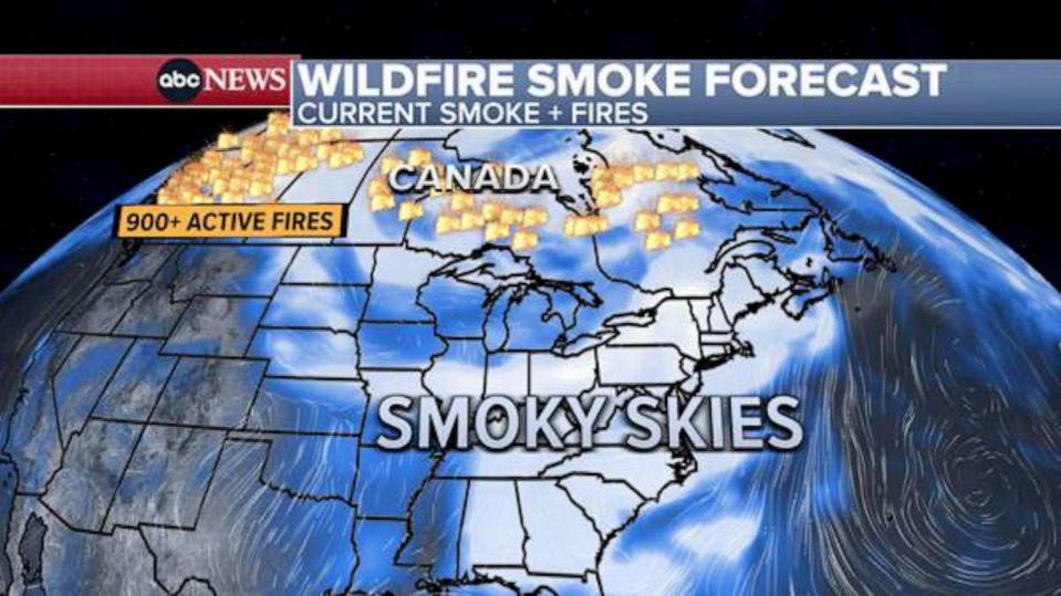 PHOTO: Wildfire Smoke Forecast, Current Smoke and Fires (ABC News)