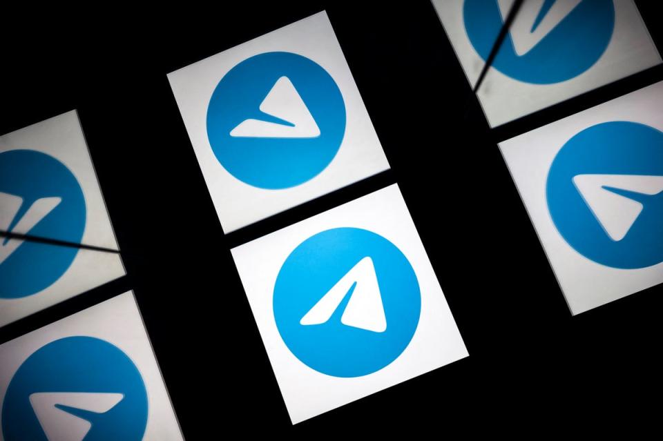 This picture taken on 5 October 2020 shows the logo of mobile messaging and call service Telegram on a tablet screen in Toulouse, southwestern France (Getty Images)