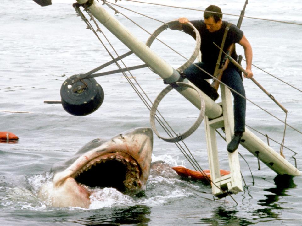 American actor Roy Scheider on the set of Jaws, directed by Steven Spielberg (Corbis via Getty)