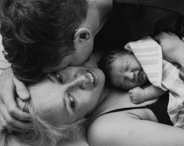 Osher Gunsberg and Audrey Griffin pictured with their baby boy Wolfgang