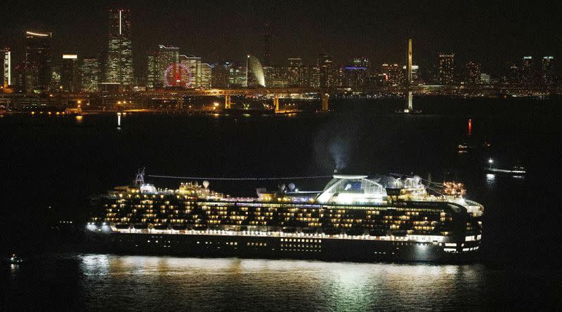 A cruise ship Diamond Princess is seen near Yokohama