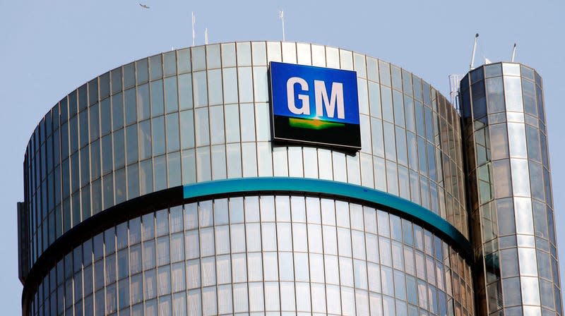 he General Motors logo on the world headquarters building is shown September 17, 2015 in Detroit, Michigan.