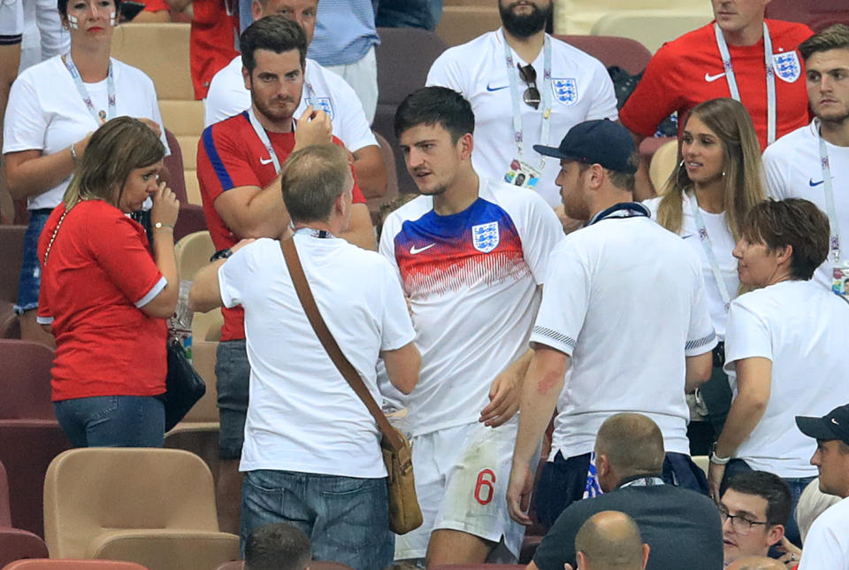 <p>Harry Maguire had lots of support from his pals. </p>