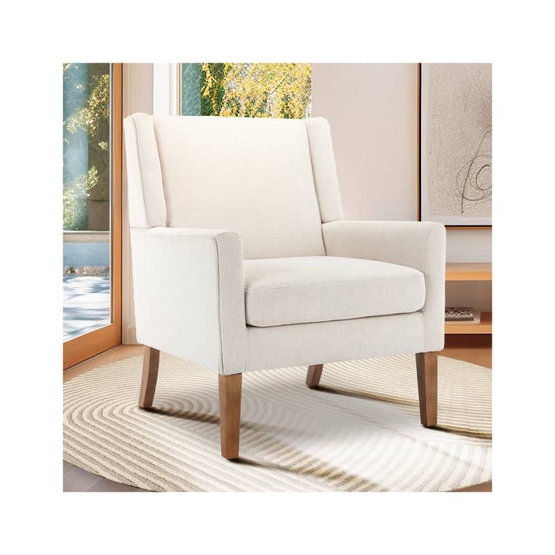 Leston Wide Upholstered Fabric Accent Armchair