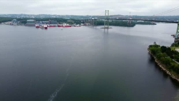 The Bedford Basin is seen in this drone shot taken July 27, 2021. (Steve Lawrence/CBC - image credit)