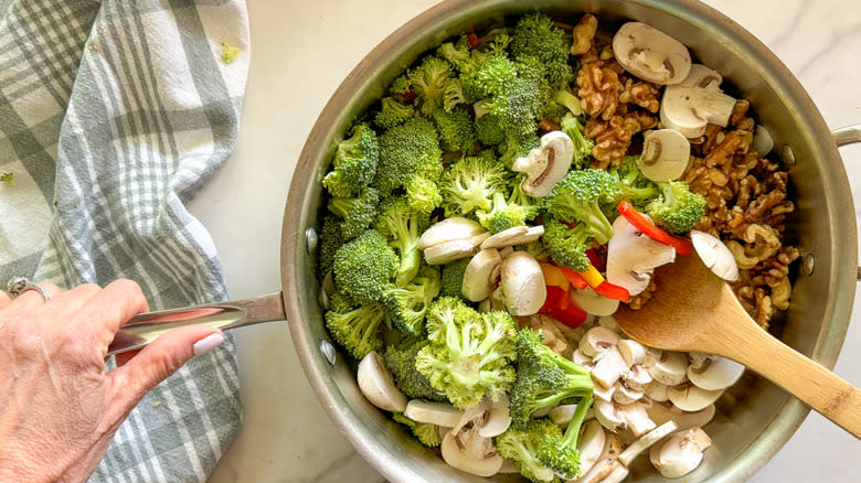 stir-fry ingredients in pan