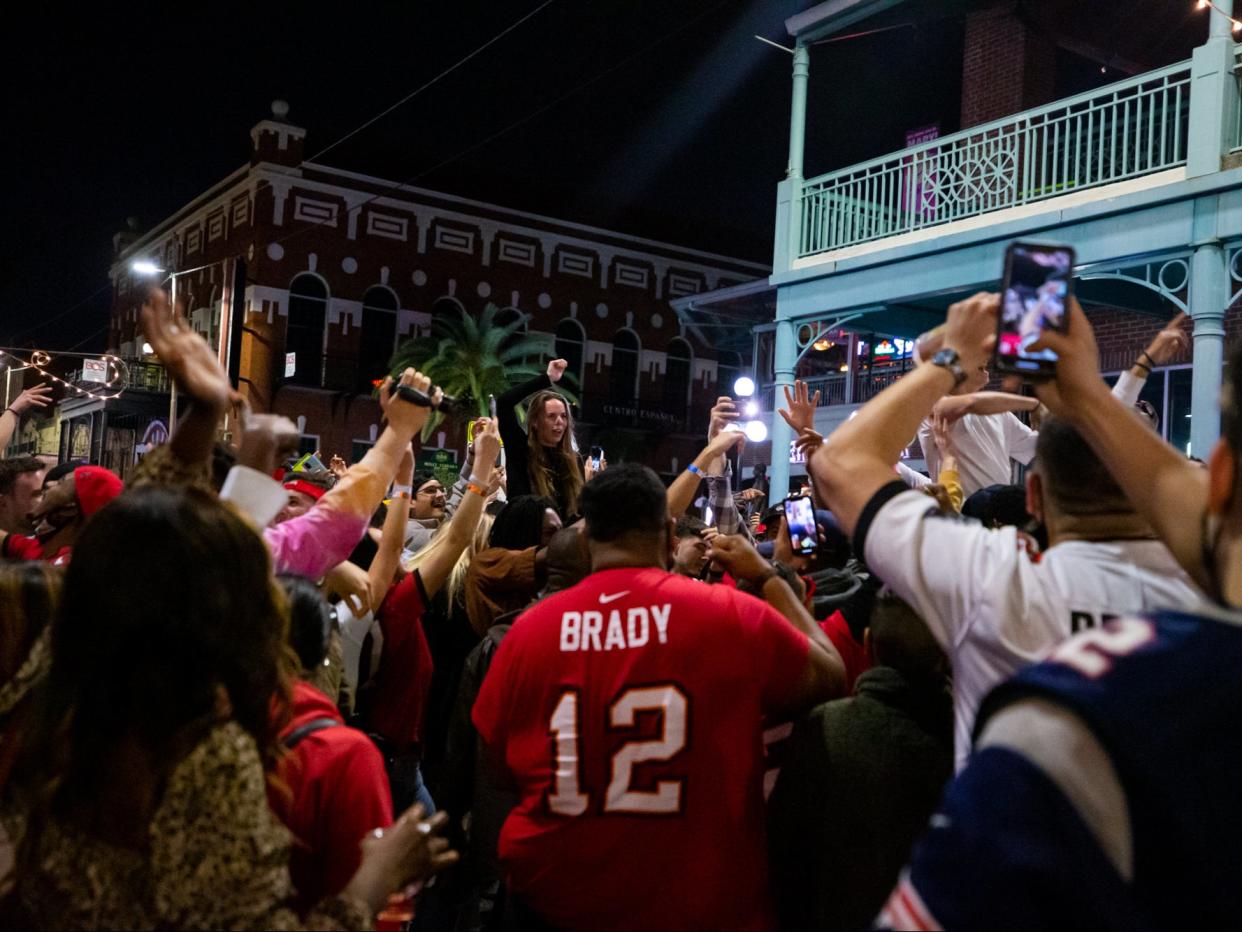 <p>Fans celebrate in the streets of Ybor City in Tampa, Florida</p> (USA TODAY Sports)