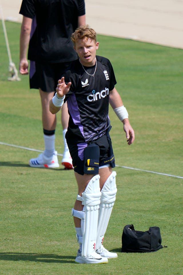 England’s Ollie Pope attends a practice session in Multan, Pakistan