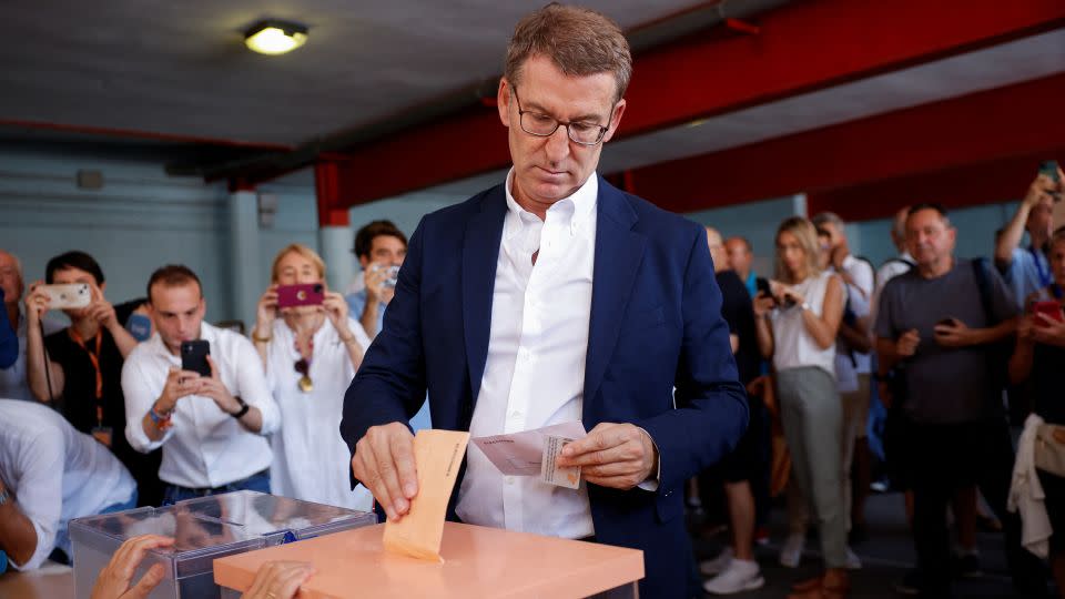 Spain's opposition People's Party leader Alberto Nunez Feijoo casting his vote. - Juan Medina/Reuters