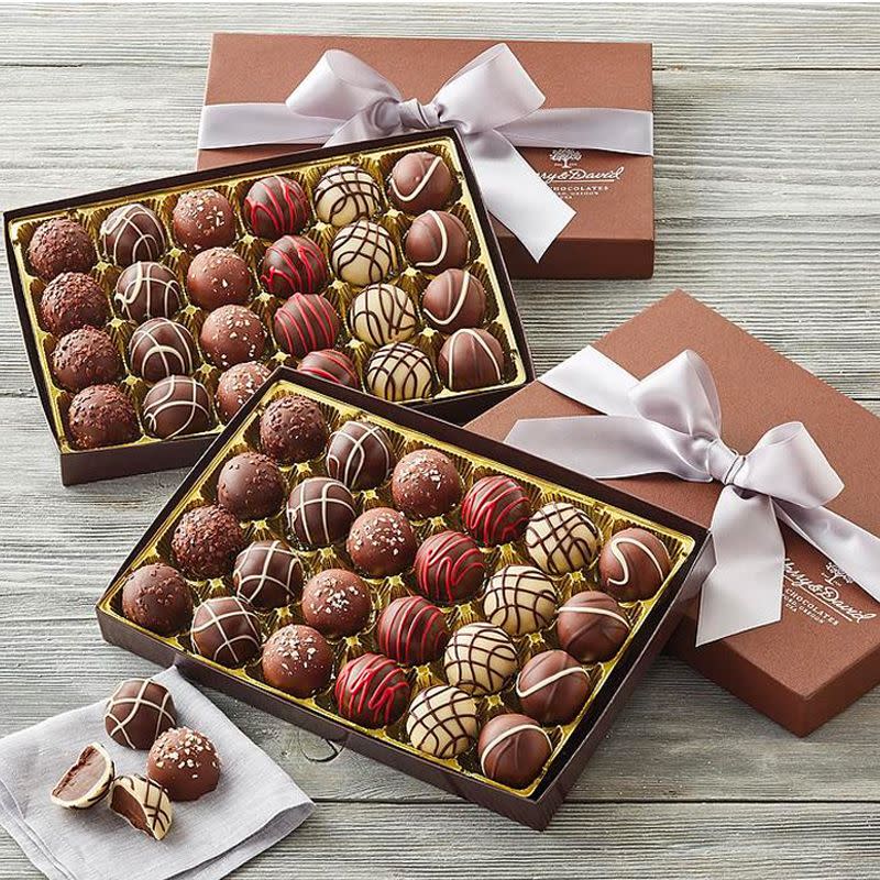 <p><a href="https://go.redirectingat.com?id=74968X1596630&url=https%3A%2F%2Fwww.harryanddavid.com%2Fh%2Fchocolates-sweets-candy%2Ftruffles%2F17437%3FdemandType%3DUP&sref=https%3A%2F%2Fwww.esquire.com%2Ffood-drink%2Ffood%2Fg38552716%2Fbest-valentines-chocolate-candy%2F" rel="nofollow noopener" target="_blank" data-ylk="slk:Shop Now;elm:context_link;itc:0;sec:content-canvas" class="link ">Shop Now</a></p><p>Deluxe Signature Chocolate Truffles</p><p>harryanddavid.com</p><p>$59.99</p>