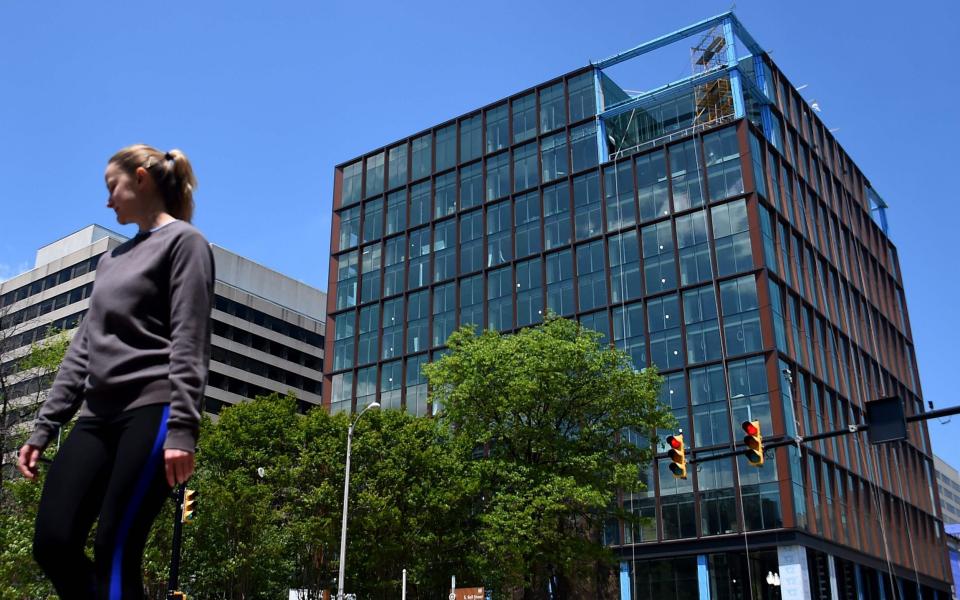 Construction work has paused on the new headquarters of Amazon in Arlington, Virginia - OLIVIER DOULIERY/AFP via Getty Images