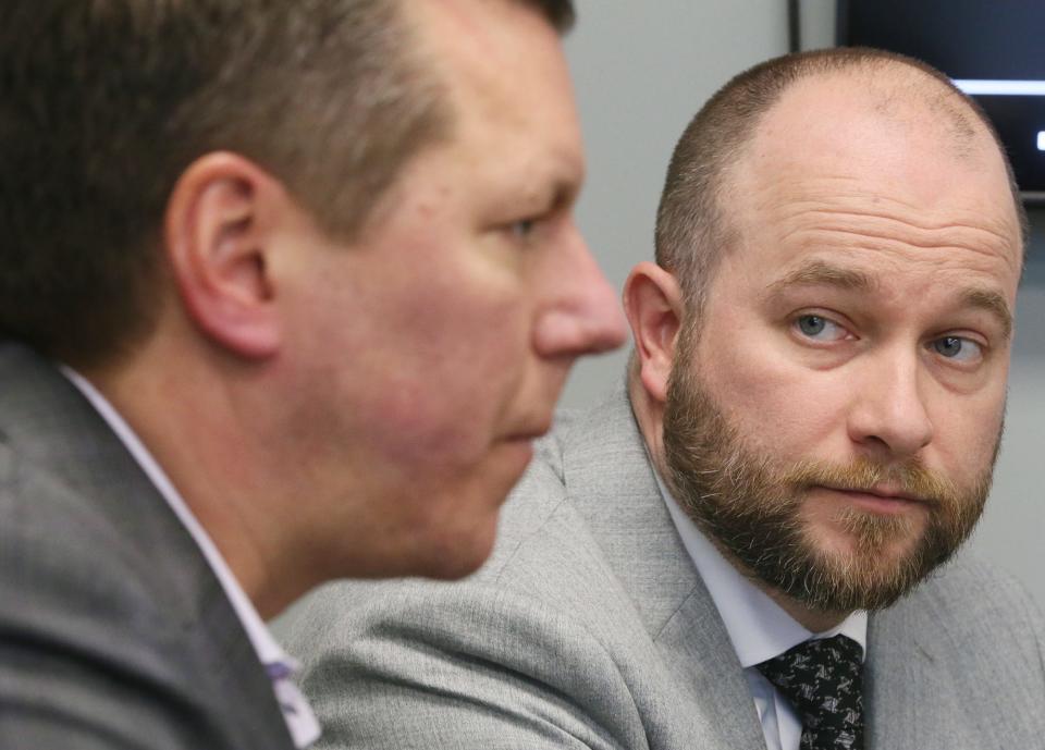 Attorneys Don Malarcik and Noah Munyer, right, discuss the toll Jayland Walker's shooting has had on the eight officers involved in the shooting.